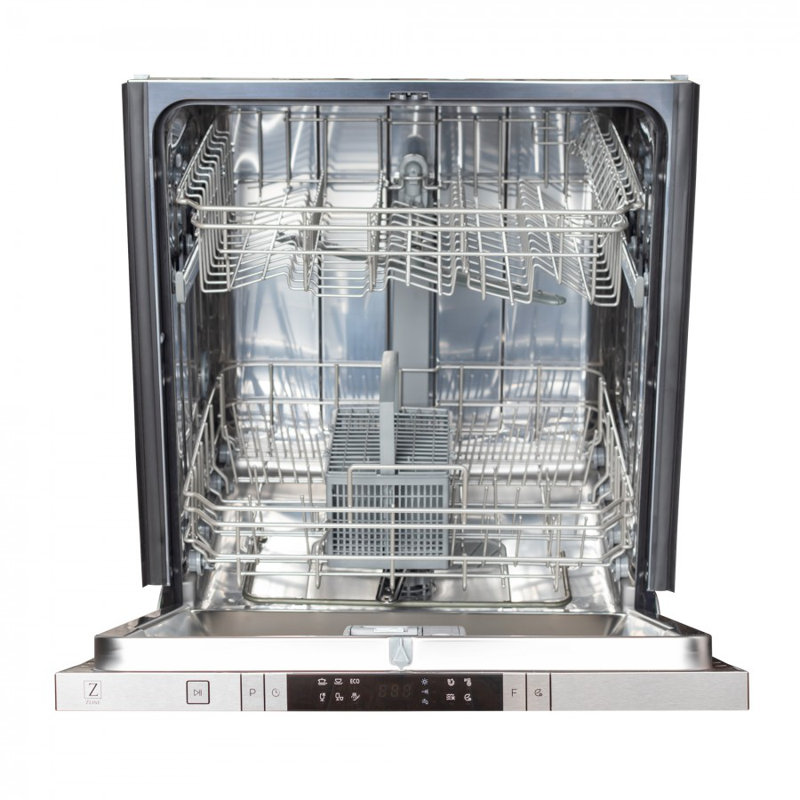 ZLINE 24 in. Top Control Built-In Dishwasher, 52dBa, Hand-Hammered Copper with Modern Style Handle