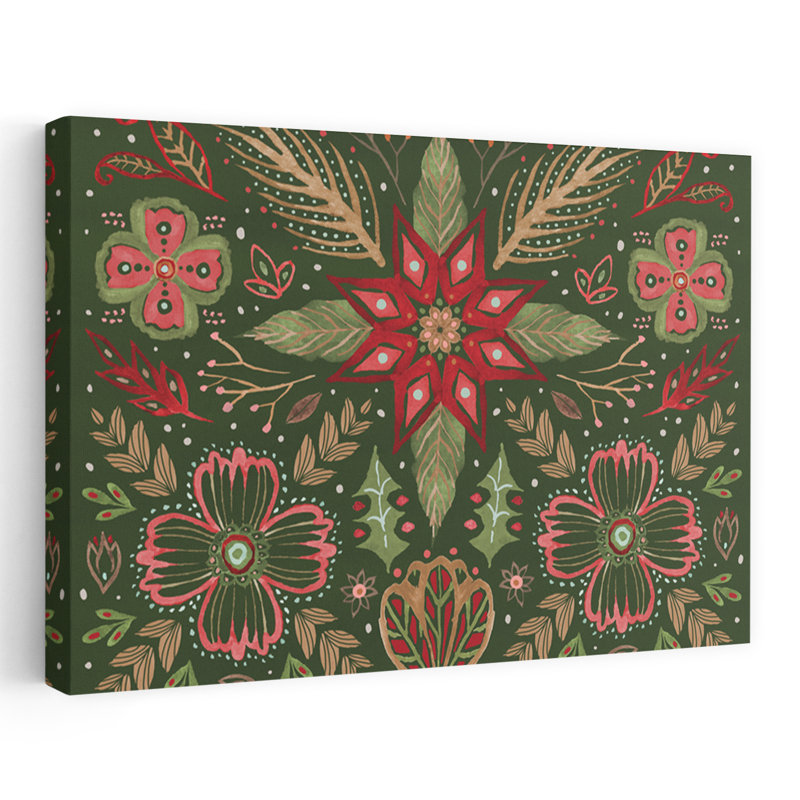 Holiday Lore II contemporain floral doré crème Christma, H 24 po x l 16 po
