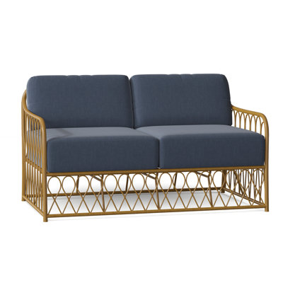 Cane 53.75'' Wide Aluminum Loveseat with Cushions