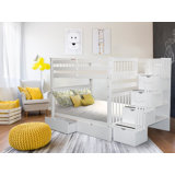Tena Solid Wood Standard Bunk Beds with Stairway & 2 Under Bed Drawers