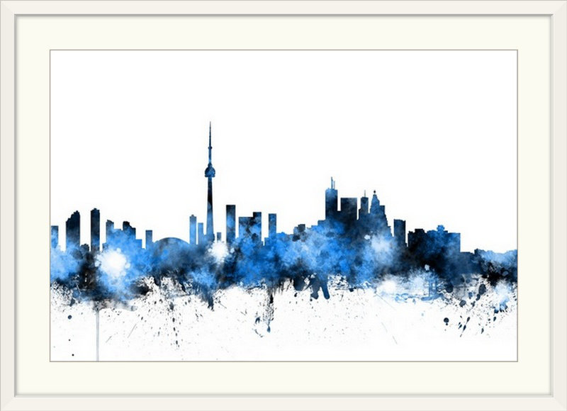 «Toronto Canada Skyline» par Francy, impression, Cadre blanc, H 20 po x l 26 po x P 1 po