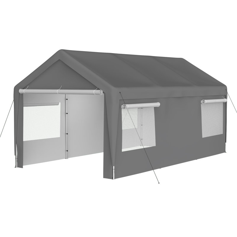 Abri d'auto pour voiture 10 x 20 pi avec abri pour voiture et parois latérales amovibles et fenêtres ventilées