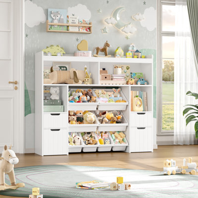 55.1"W Toy Storage Organizer With 4 Drawers & 8 Bins