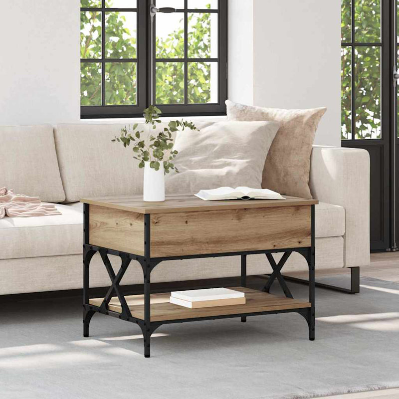 Lift Top Coffee Table with Storage, 50cm. H x 70cm. L x 50cm. W, Artisan Oak
