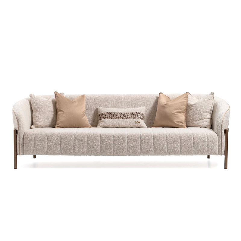Lisbon Bouclé Sofa - Oyster/Matte Bronze