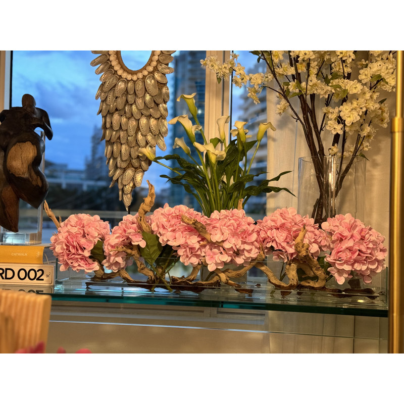 Hydrangea Arrangement in Planter, Pink