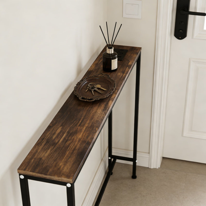 Table de canapé avec station de charge intégrée, console étroite pour canapé, table d'entrée et de couloir peu encombrante avec plusieurs prises de courant