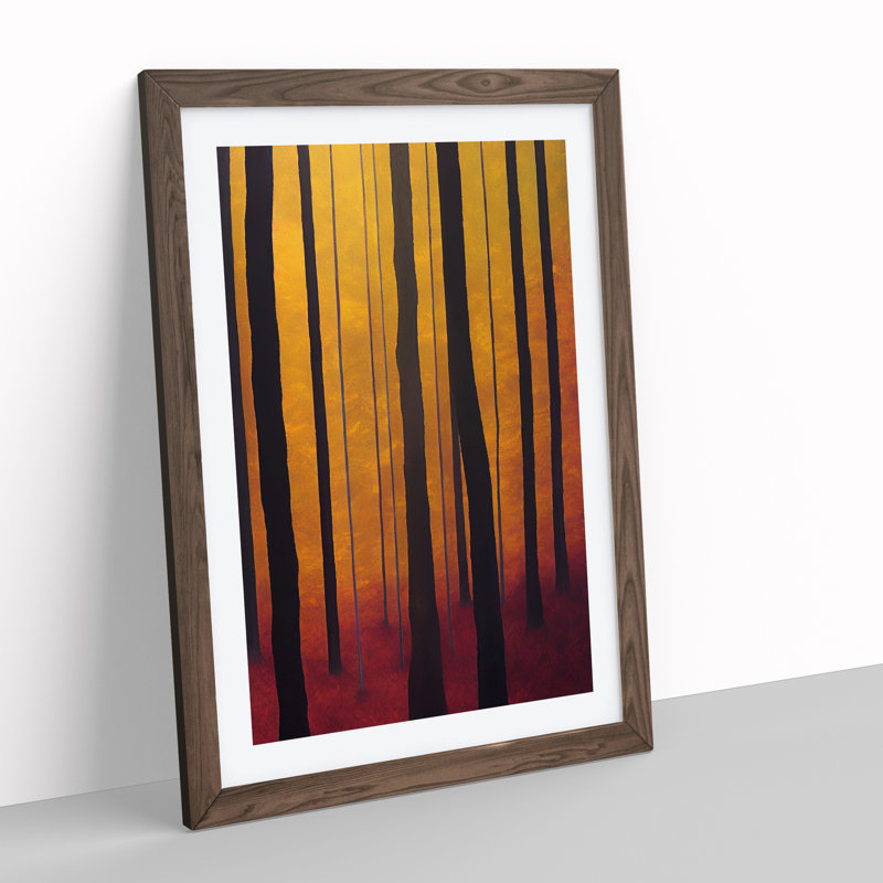 Boho Forest - Wall Art, 36cm H x 27cm W x 2cm D, Walnut Framed, White