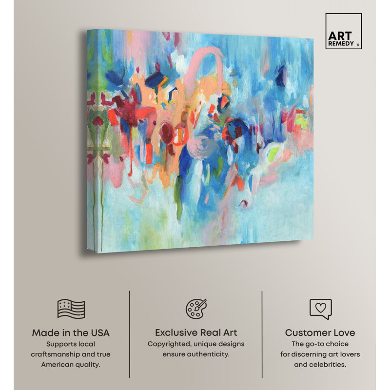 Vibrant Multicolor Abstract Canvas Wall Art, 40" x 40"