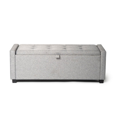 Larochelle 97.5 cm W Linen Blend Rectangle Ottoman with Storage
