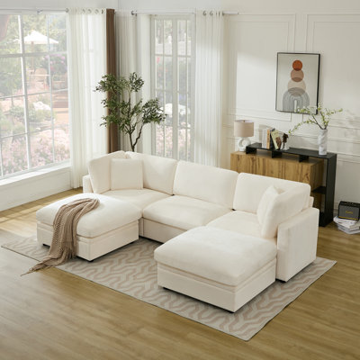 Oversized Down-Filled Modular Sofa with Storage Ottomans