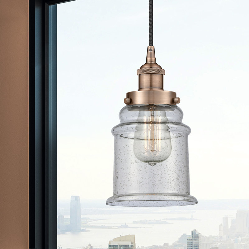 Luminaire suspendu cylindrique à 1 lumière Amiriya, H 11 po x l 6 po x P 6 po, Cuivre antique
