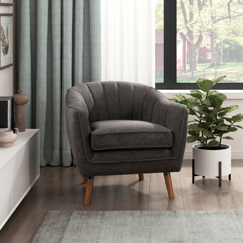 Chaise d'appoint Mid-Century moderne en chenille 1pc, Gris anthracite