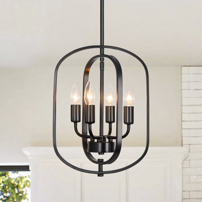 Luminaire suspendu géométrique moderne à 4 lumières avec abat-jours ovales doubles pour îlot de cuisine