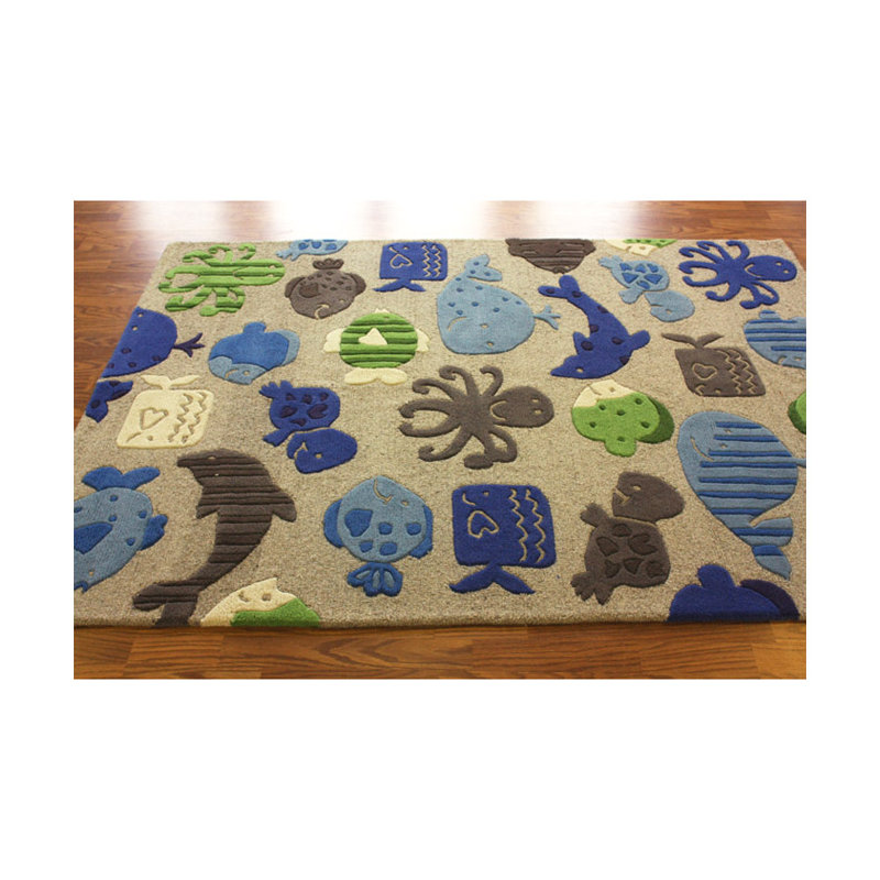 Tapis gris KinderLOOM Ocean World, Rectangle 3 pi 6 po x 5 pi 6 po