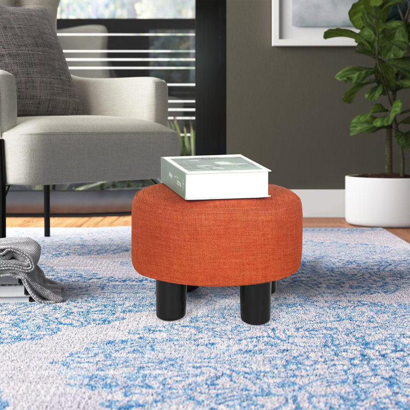 Pouf d'appoint rond rembourré de 31,5 cm, Lin orange