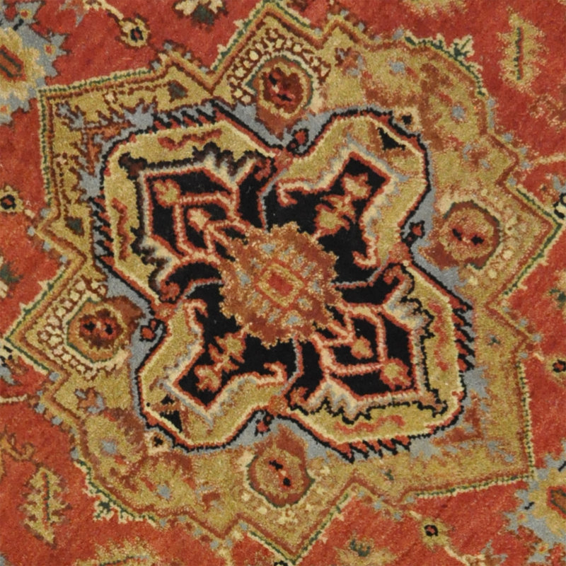 Tapis oriental en laine noué à la main orange / brun, Rond 5 pi