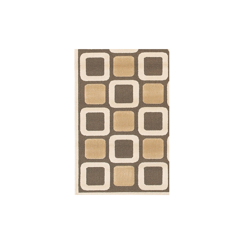 Tapis d'intérieur brun clair en polypropylène géométrique Veliz, Rectangle 1 pi 11 po x 3 pi 7 po