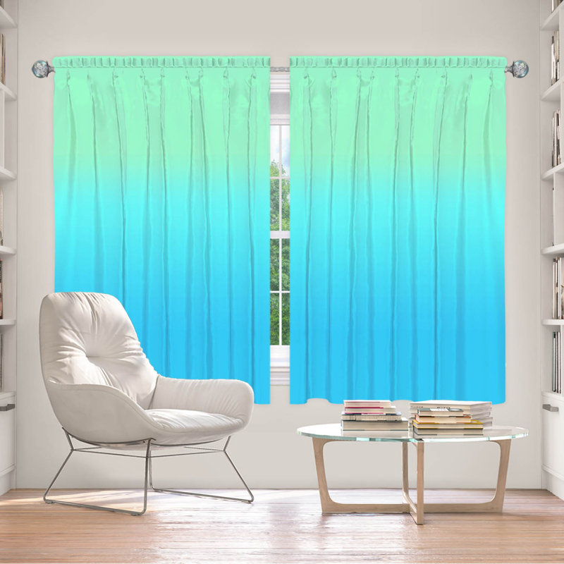 Vandela Room Darkening Curtain Pair, 40" W x 61" L, Turquoise/Mint/Blue