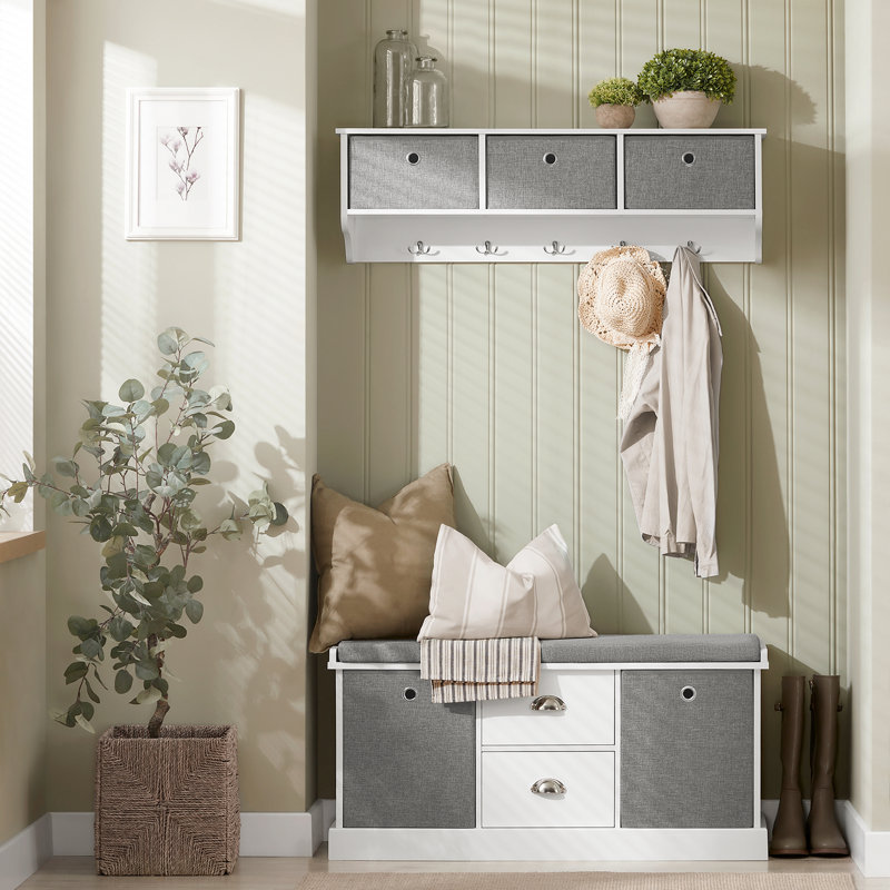 Raine Upholstered Storage Bench, White