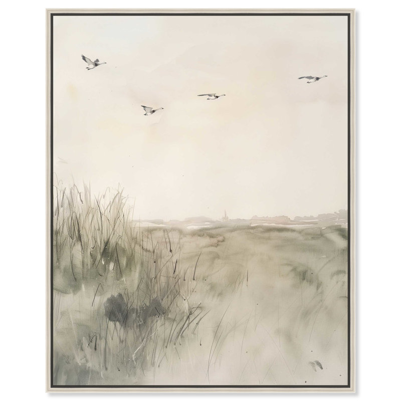 Gaviotas Silver Floater Frame Abstract Canvas Wall Art
