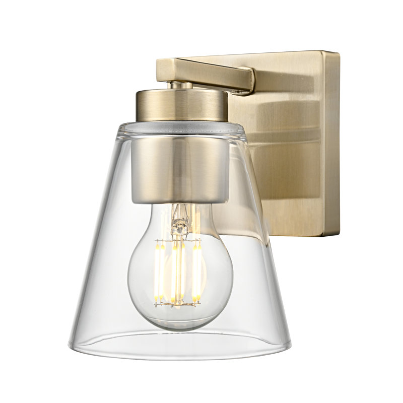 Strayhan 6.75" High 1-Light Wall Sconce - Modern Gold, Brushed Gold