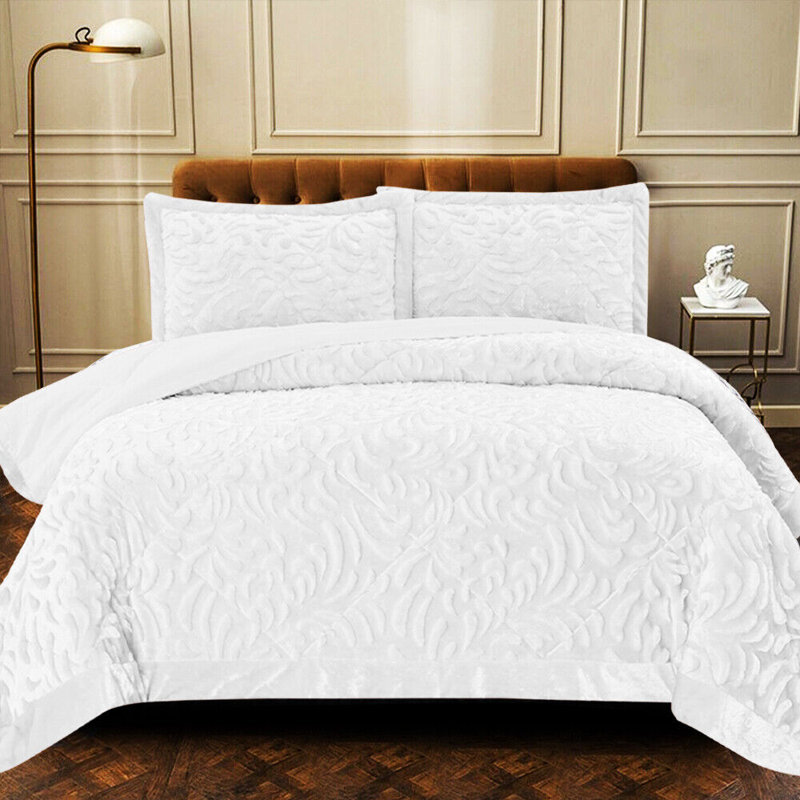 Holm Polyester Bedspread with Pillow Shams Included, 250 x 250 cm Bedspread, White