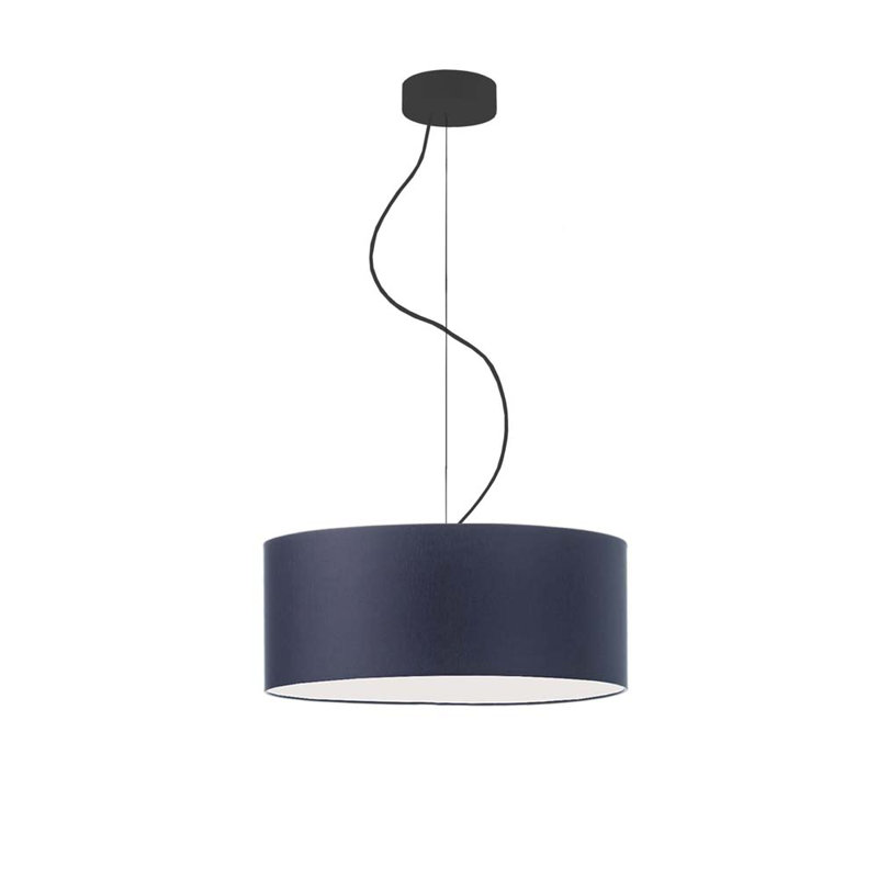 Aubryelle 3 - Light Drum Pendant, Navy Blue, 120cm H x 40cm W x 40cm D, Black