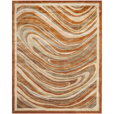 Martha Stewart Marble Swirl Abstract Handmade Tufted Beige/Brown Area Rug