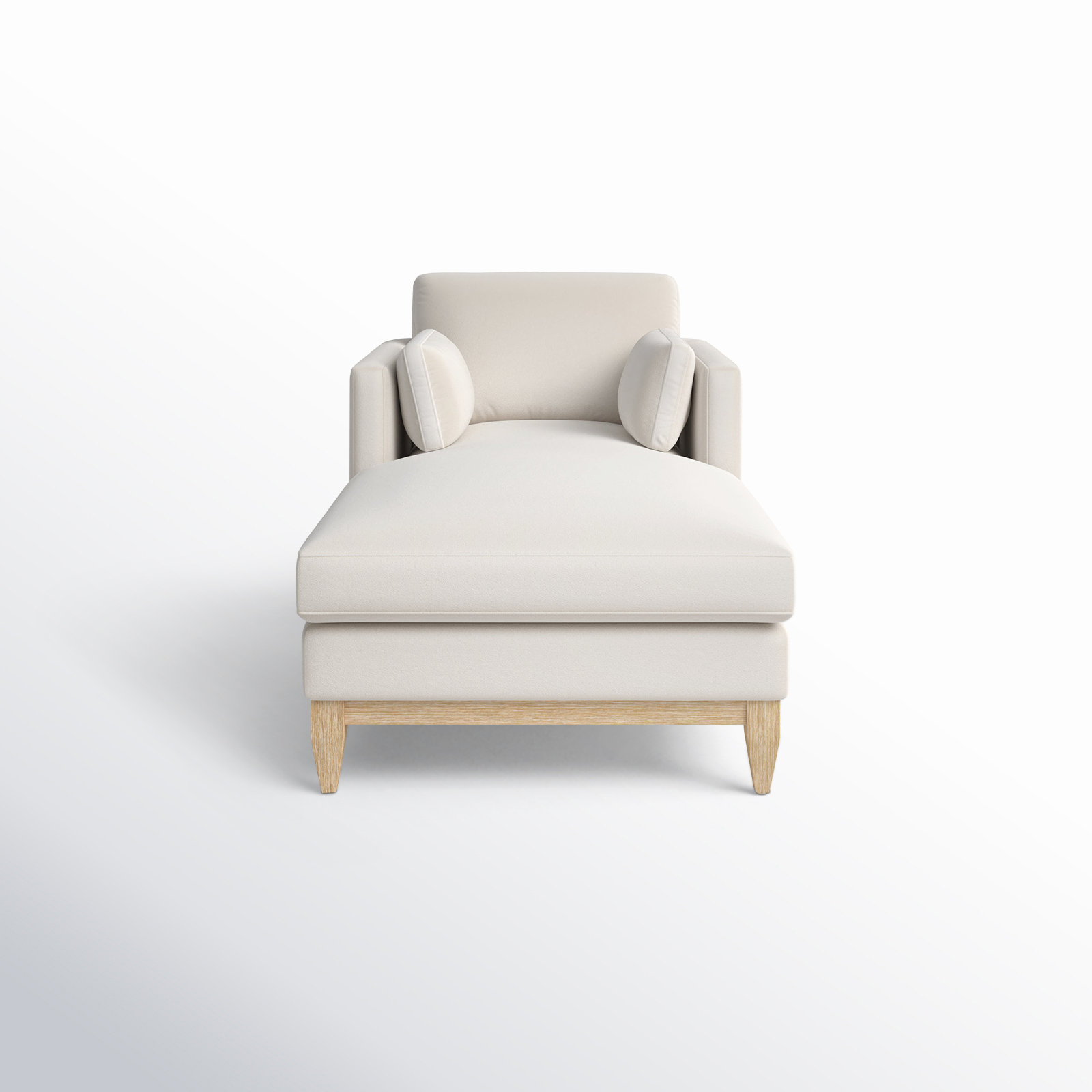 Pera Upholstered Chaise Lounge, French Beige Velvet