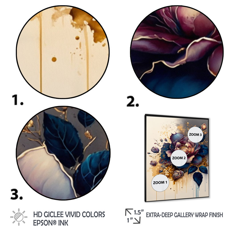 «Night Shade Rose Design II», reproduction sur toile, H 32 po x l 24 po x P 1 po, Cadre photo noir