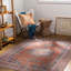 Burnt Orange Traditional Washable Rug, Bordered Rug For Living Room, Dining Room, Bedroom-286448353
