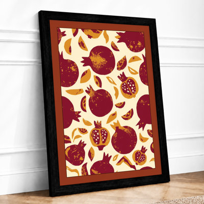 Pomegranate Pattern Botanical - Framed Print