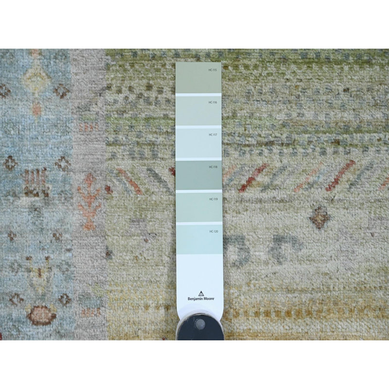 Tapis de couloir oriental vert en laine nouée à la main 2 pi 8 po x 14 pi 8 po - MOA1020002