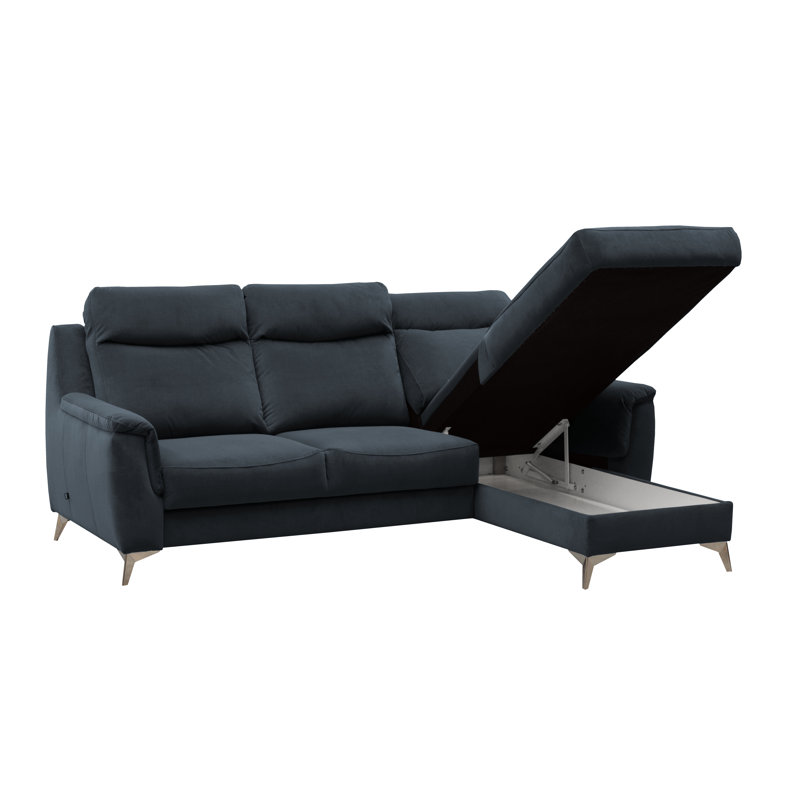 Izola 3 Seater Velvet Sofa Bed, Graphite, Right Hand Facing