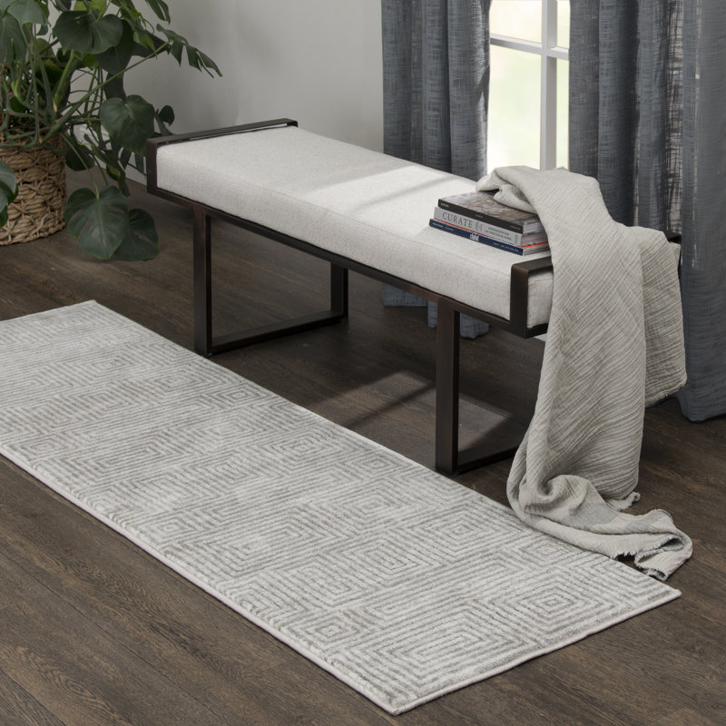 Tapis d'intérieur en polypropylène beige Ebern Designs, Tapis de couloir 2 pi 2 po x 7 pi 7 po