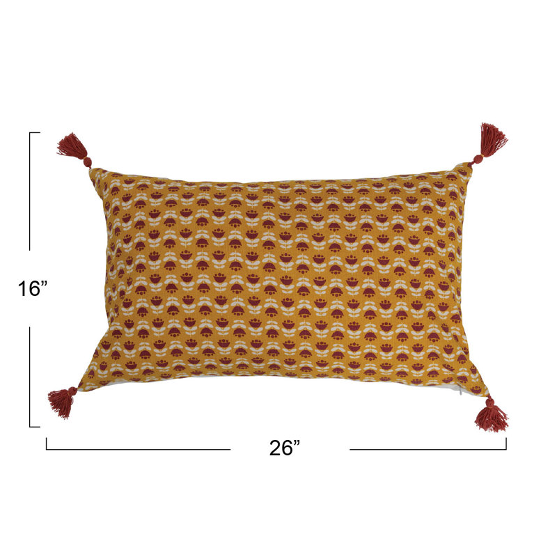 Embroidered Cotton Reversible Throw Pillow