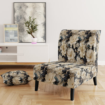 Rustic Victorian Brocade Victorian Pattern - Upholstered Floral Accent Chair Cottage Side Chair