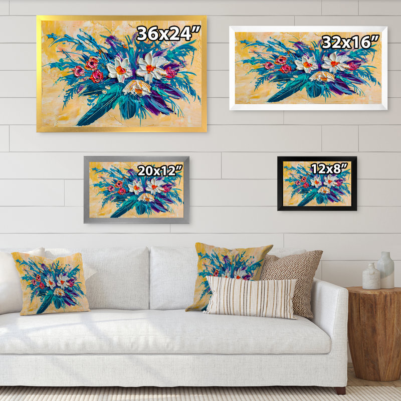 «Daisies Flowers Garden», reproduction sur toile flottante, H 8 po x l 12 po x P 1 po, Cadre noir