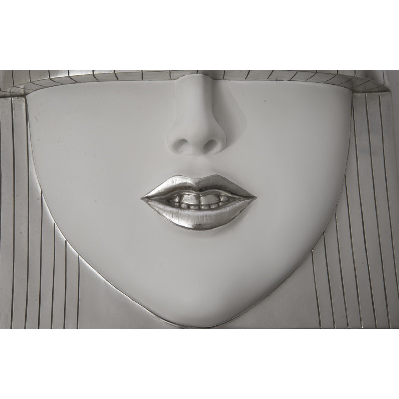 Décoration murale mode visages, Blanc / feuille d'argent