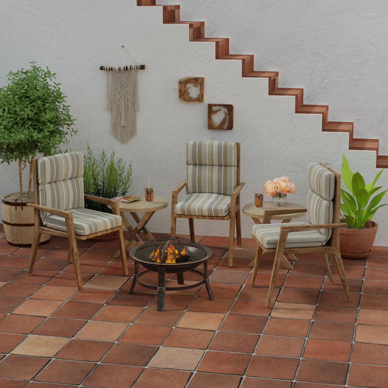 22" x 44" Outdoor Chair Cushion with Ties and Loop, Milano Char Striped