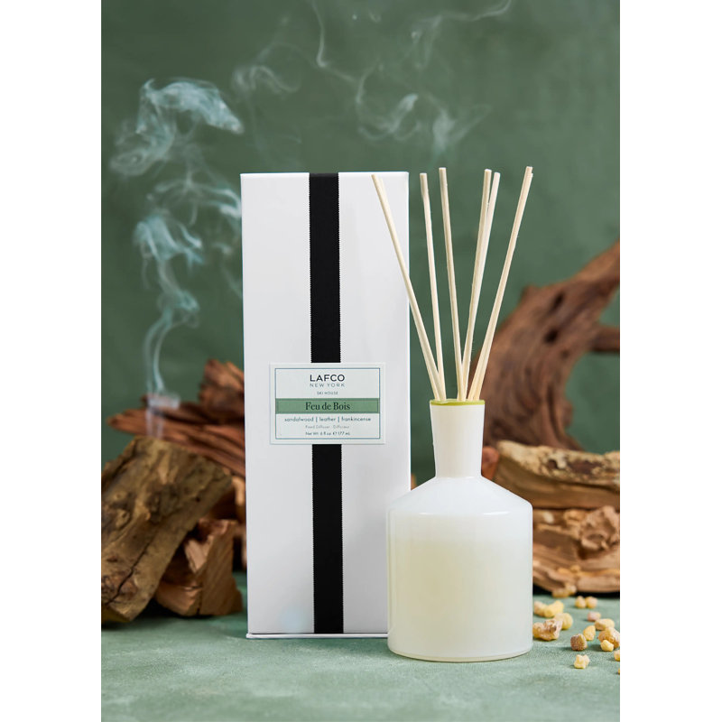 Reed Diffuser, Feu De Bois, Gray, 5.5" H x 3" W x 3" D