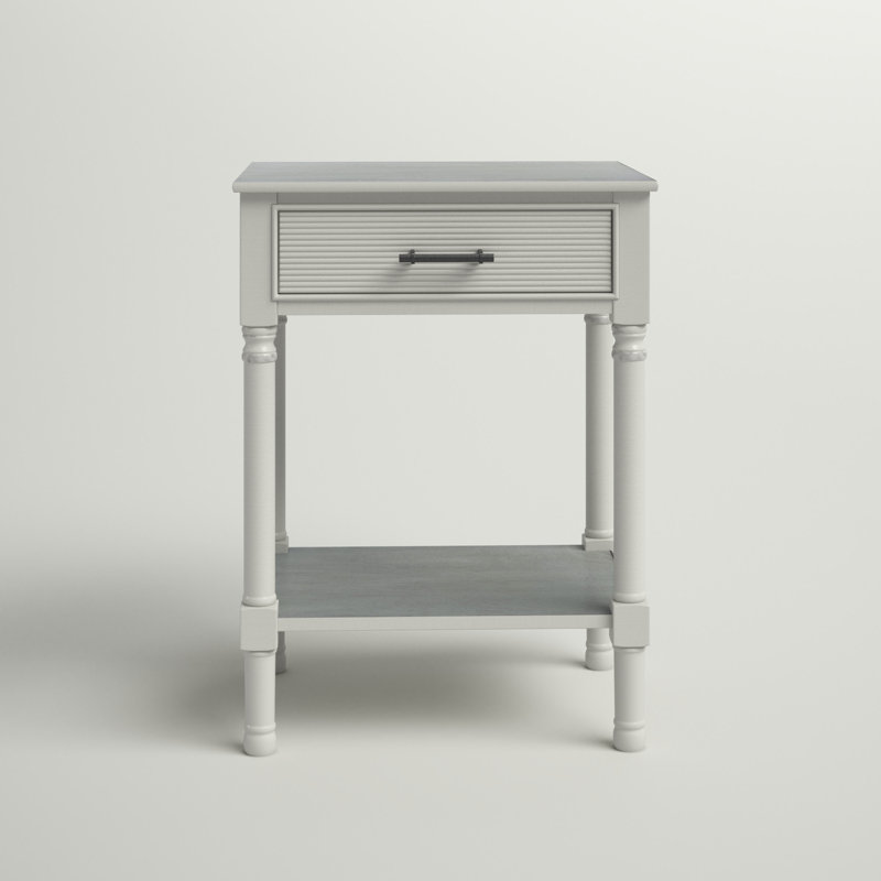 Peters End Table with Storage, Distressed Grey