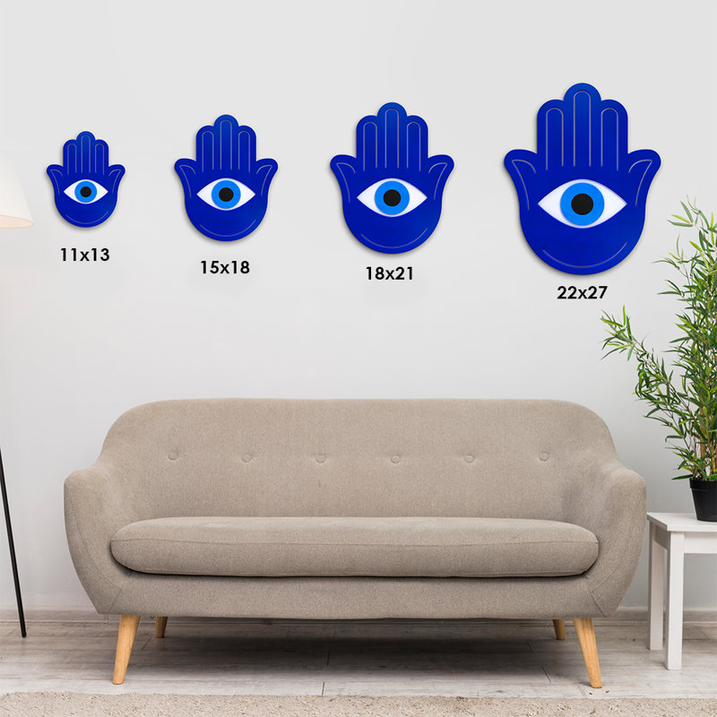 Hamsa Hand Modern Wall Hanging, 21" H x 18" W x 1" D