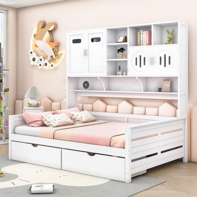 Wooden Daybed with Shelves and 2 Drawers by Red Barrel Studio