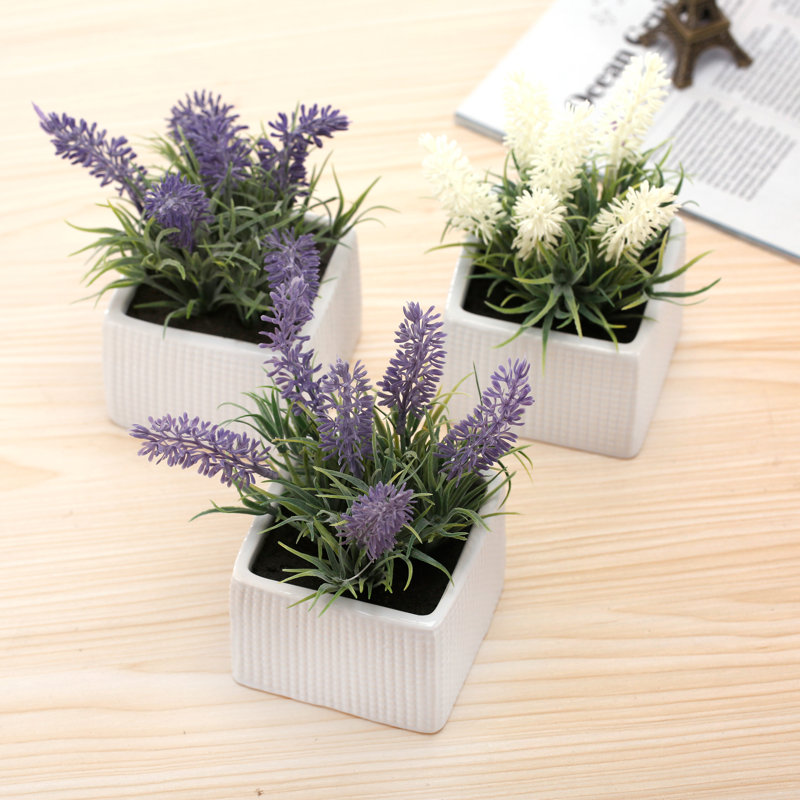 17cm Faux Flowering Plant in Ceramic Pot