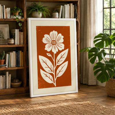 Daisy Linocut Botanical - Wrapped Canvas