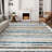 Non-Slip Machine Washable Colorful Modern Striped Area Rug in Blue/Brown/Yellow/Cream for Living Room, Bedroom, Hallway Runner Indoor Rugs-1589498917