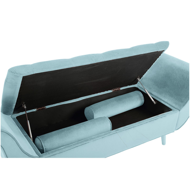 Banc en velours de 65 pouces de long avec rangement Mid-Century moderne pour le salon, la chambre à coucher et le couloir
