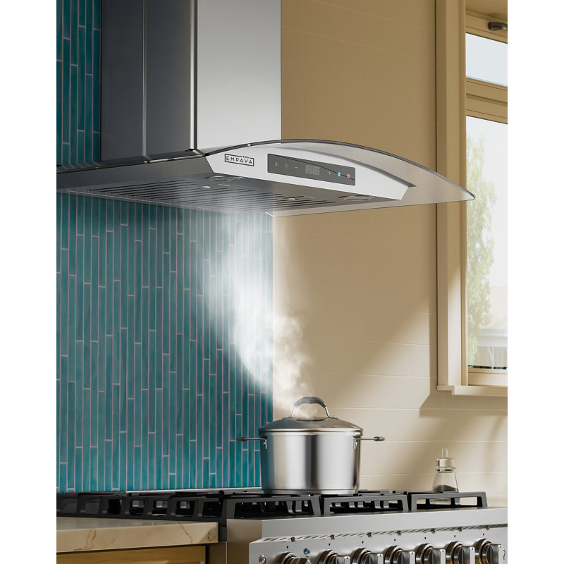 30 po Hotte murale en acier inoxydable 400 Cfm - Conduit, couvercle en verre, filtre, lumières DEL, certifié ETL